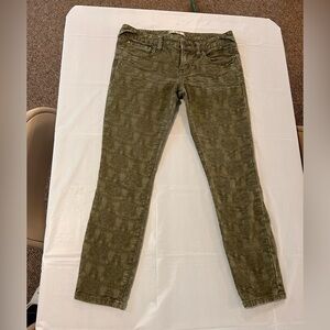 Free People Jacquard Textured Low Rise Skinny Pants Stretch Khaki Size W27